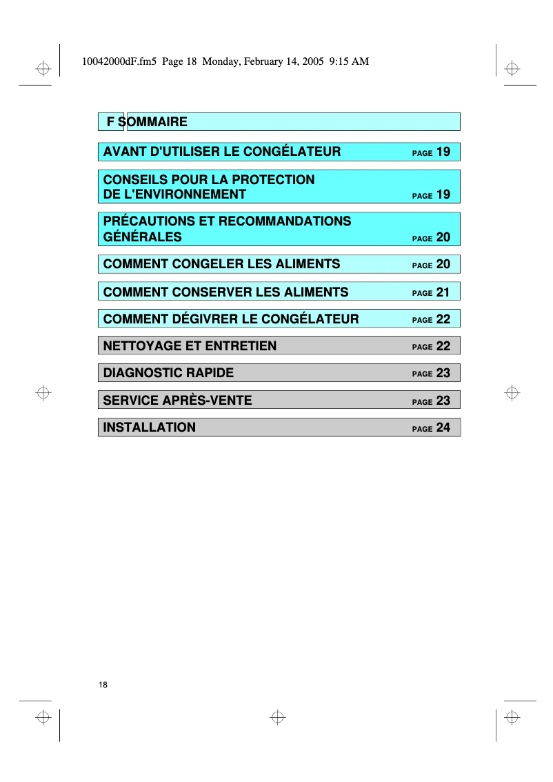 Page 1 de la notice Manuel utilisateur Whirlpool AFG 5241-L