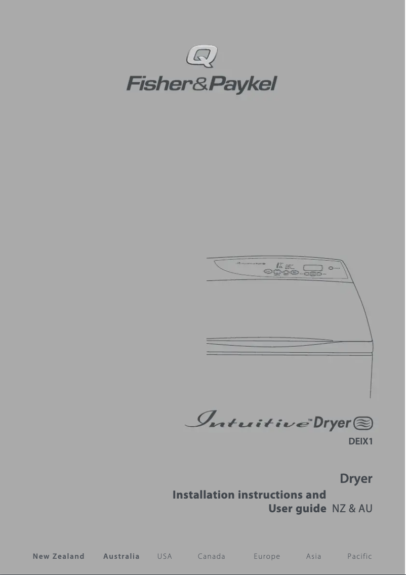 Page 1 de la notice Manuel utilisateur Fisher & Paykel DEIX1