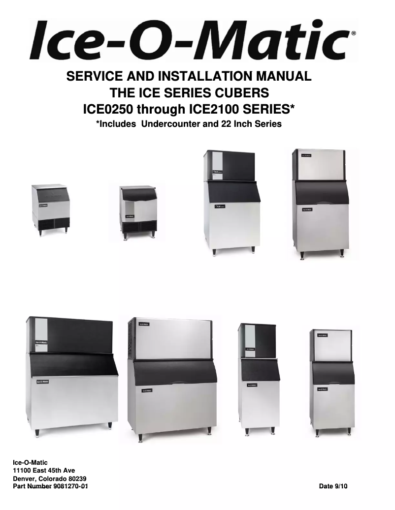 Page n°1 - Manuel d'utilisation et d'entretien Ice-O-Matic ICEU300HA