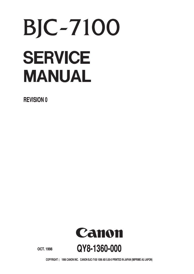 Page n°1 - Manuel utilisateur Canon BJC-7100