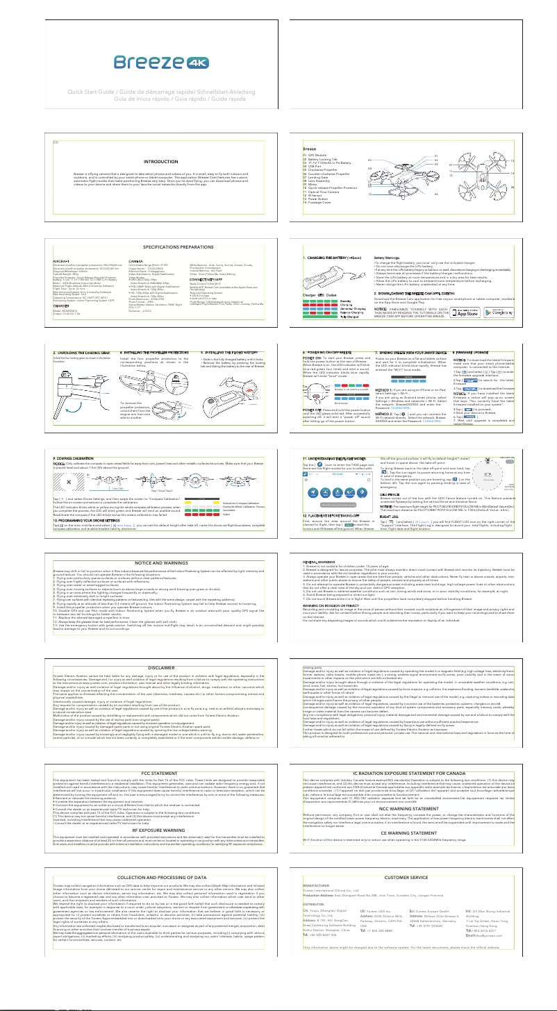 Page 1 de la notice Manuel utilisateur Yuneec Breeze 4k