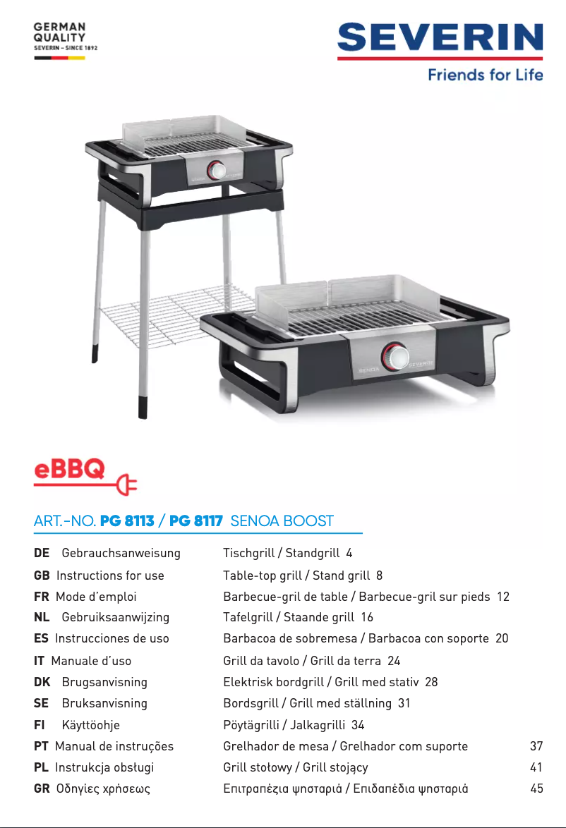 Page 1 de la notice Manuel utilisateur Severin Senoa Boost PG 8117