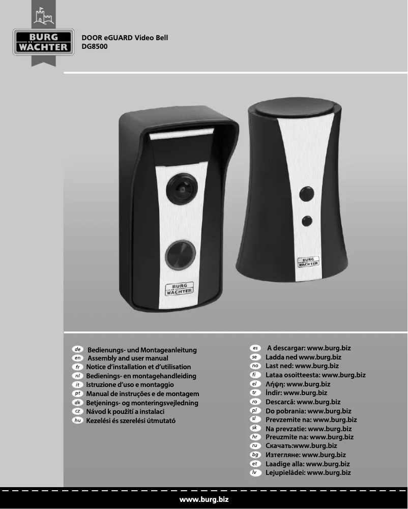 Page 1 de la notice Instructions / montage Burg Wächter Door eGuard Video Bell DG8500