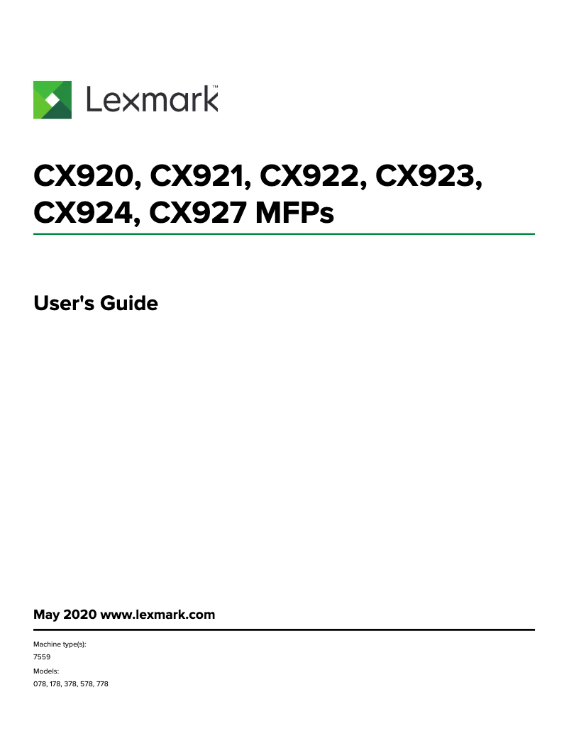 Página 1 del manual Manual de usuario Lexmark CX924