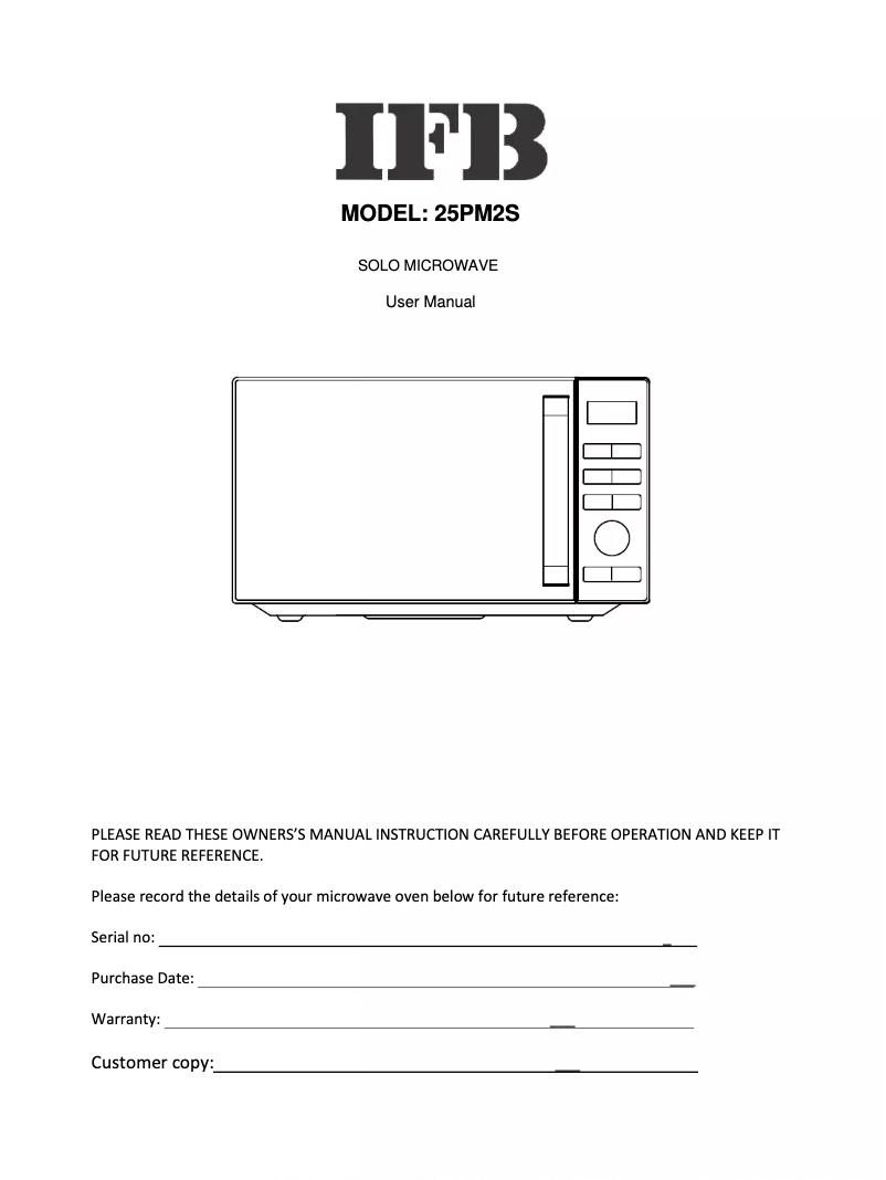 Page 1 de la notice Manuel utilisateur IFB 25PM2S