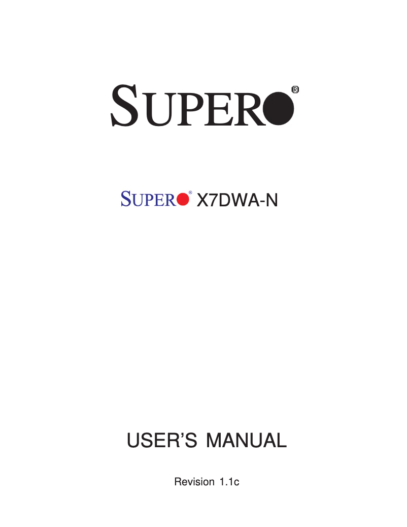 Image de la première page du manuel de l'appareil X7DWA-N