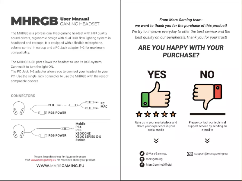 Page n°1 - Manuel utilisateur Mars Gaming MHRGB