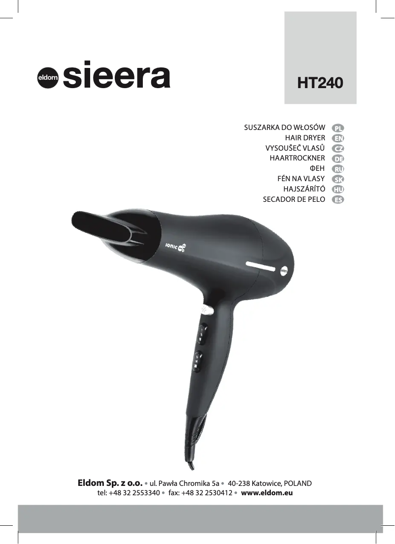 Page n°1 - Manuel utilisateur Eldom Sieera HT240