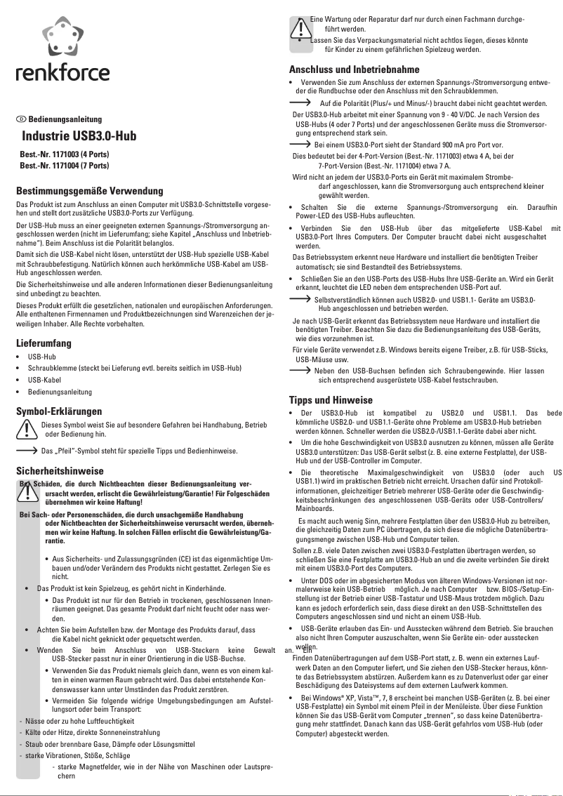 Page 1 de la notice Manuel utilisateur Renkforce RF-3513009