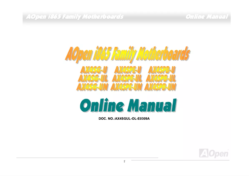 Page n°1 - Manuel utilisateur Aopen AX4spb-un