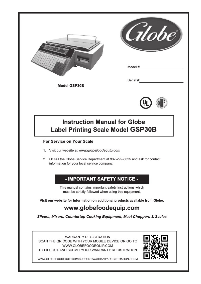 Page 1 de la notice Manuel utilisateur Globe GSP30B