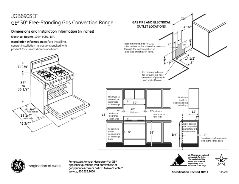 Page n°1 - Fiche technique GE JGB690SEFSS