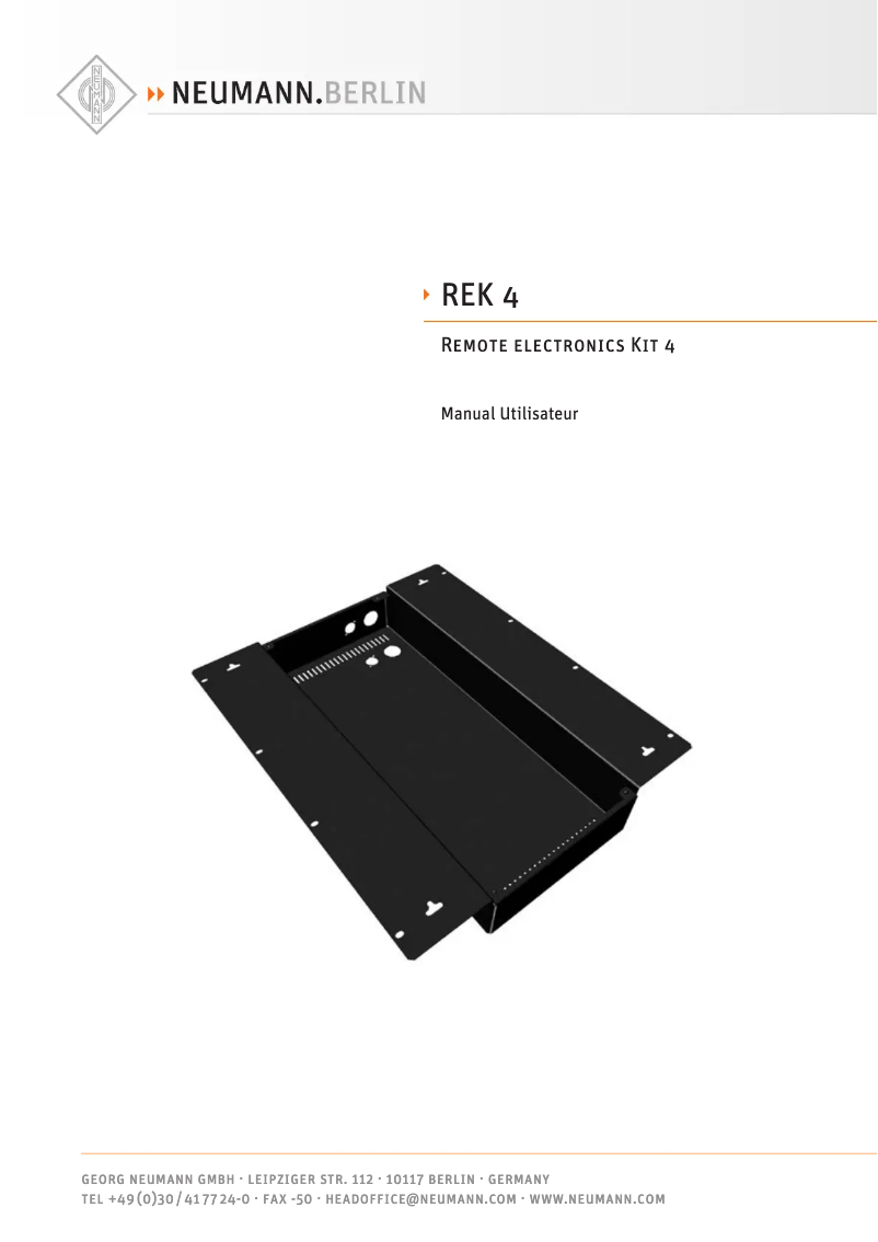 Page n°1 - Manuel utilisateur Neumann REK 4