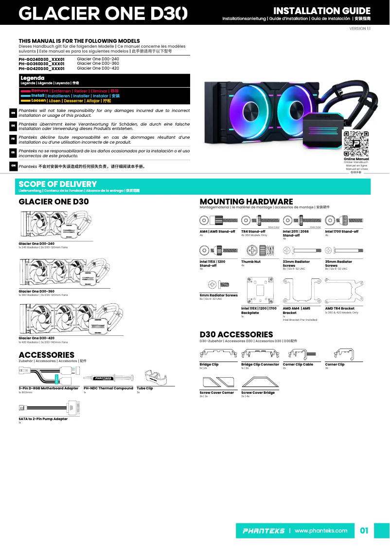 Image de la première page du manuel de l'appareil Glacier One D30