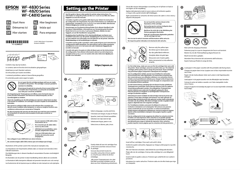 Page n°1 - Guide d'installation Epson WorkForce Pro WF-4825DWF