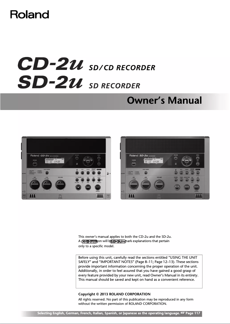 Image de la première page du manuel de l'appareil CD-2U