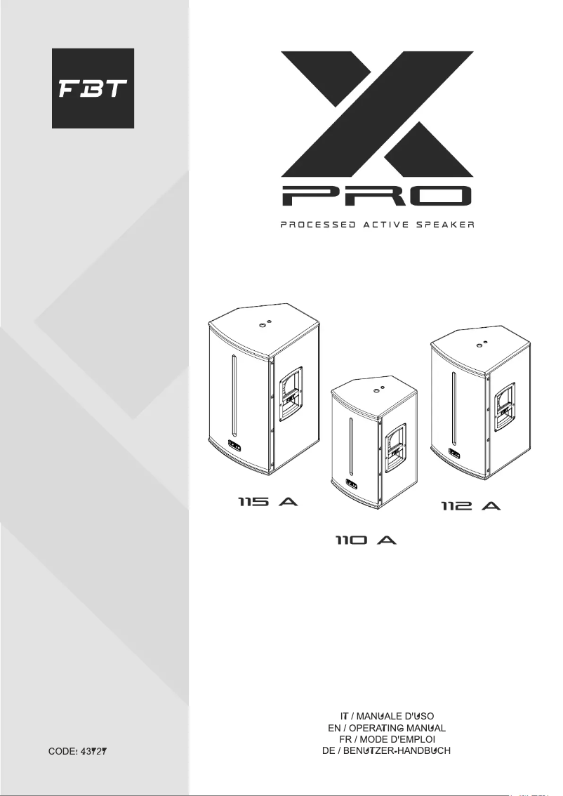 Page n°1 - Manuel utilisateur FBT X-PRO 115A B-Stock