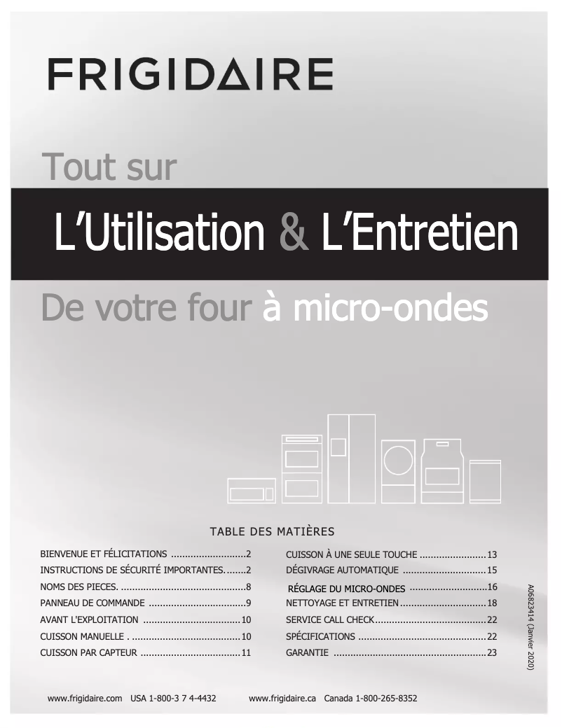 Page n°1 - Manuel utilisateur Frigidaire FGBM19WNVF