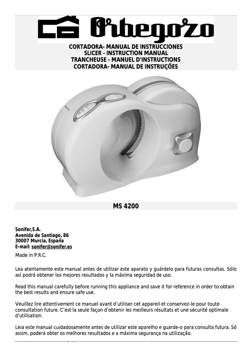 Image de la première page du manuel de l'appareil MS 4200