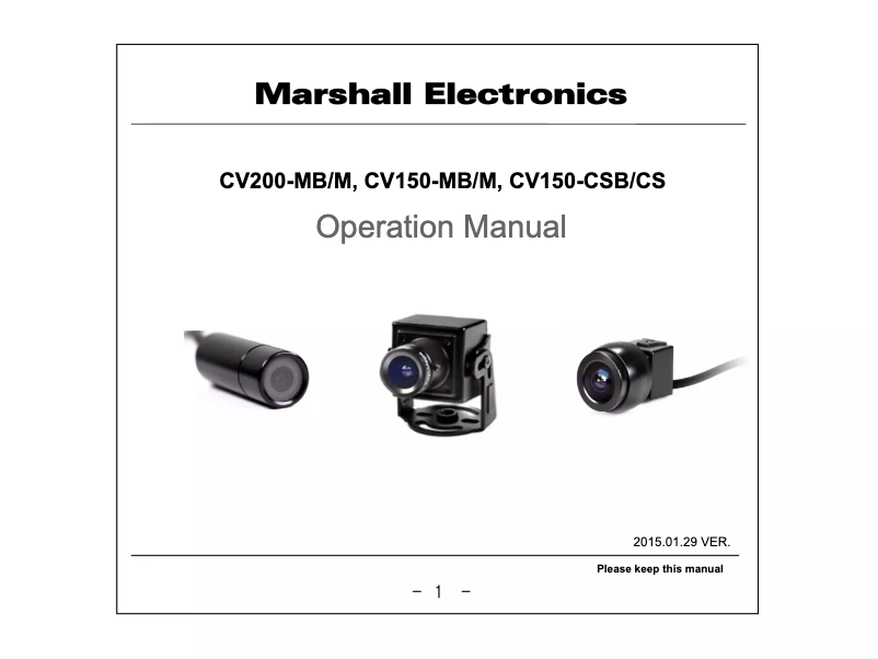 Page n°1 - Manuel utilisateur Marshall CV150-CSB