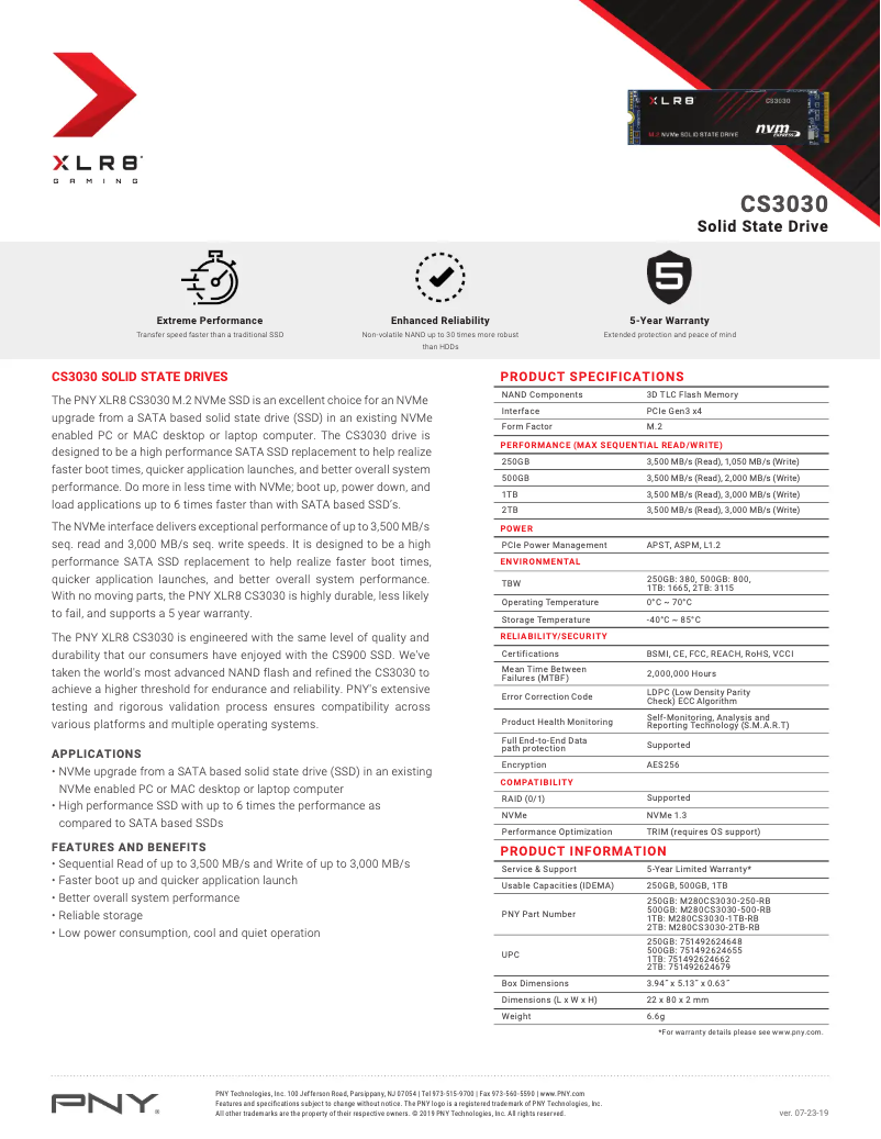 Page 1 de la notice Manuel utilisateur PNY CS3030