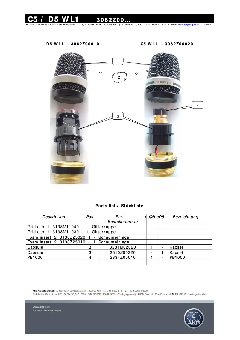 Page n°1 - Manuel utilisateur AKG D5 WL1