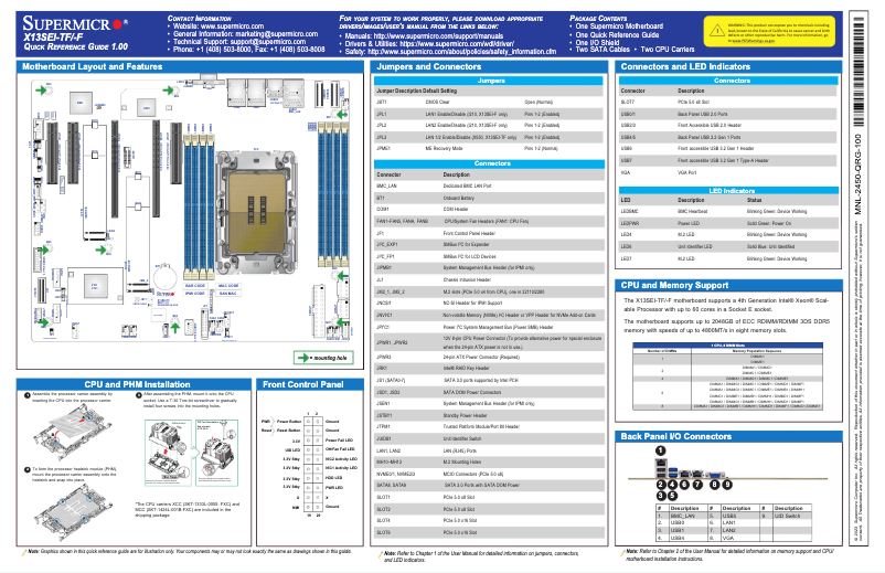 Page 1 de la notice Guide de démarrage rapide Supermicro X13SEI-F