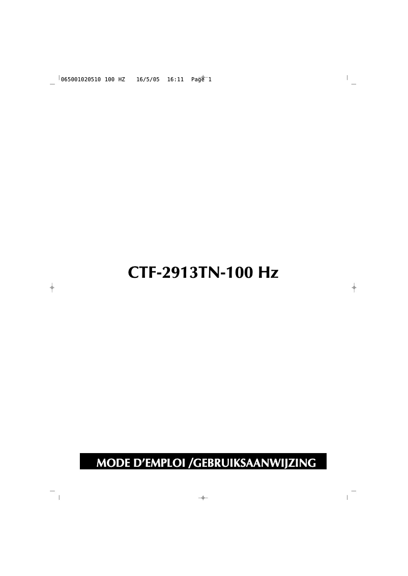 Image de la première page du manuel de l'appareil CTF2913TN 100Hz
