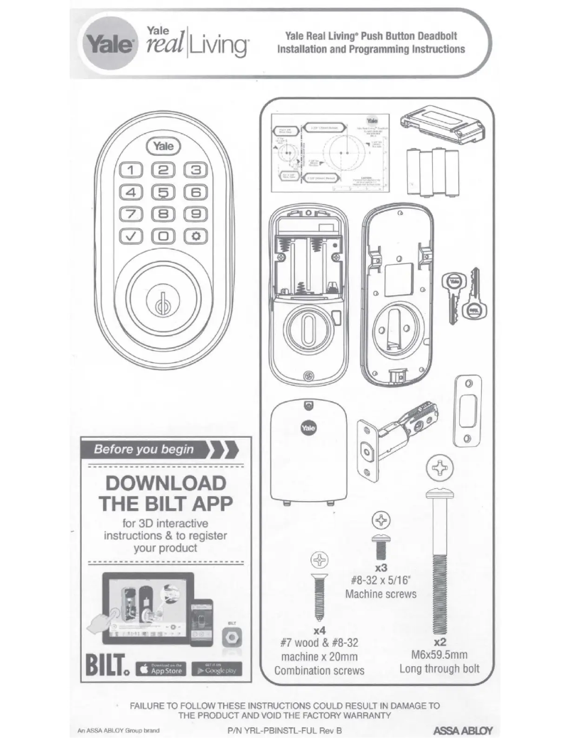Page 1 de la notice Manuel utilisateur Yale Real Living YRD216