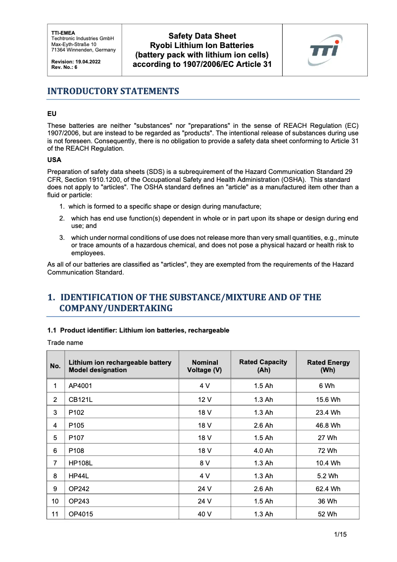 Page 1 de la notice Manuel utilisateur RYOBI Max Power RY36B20B