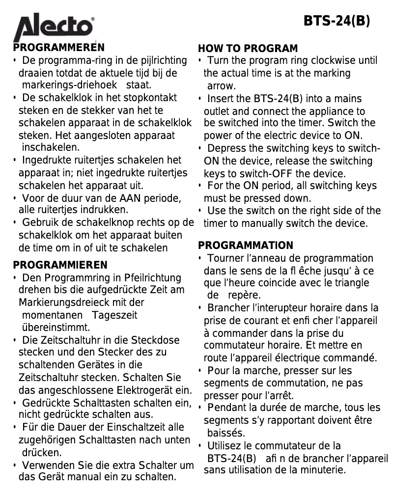 Image de la première page du manuel de l'appareil BTS-24