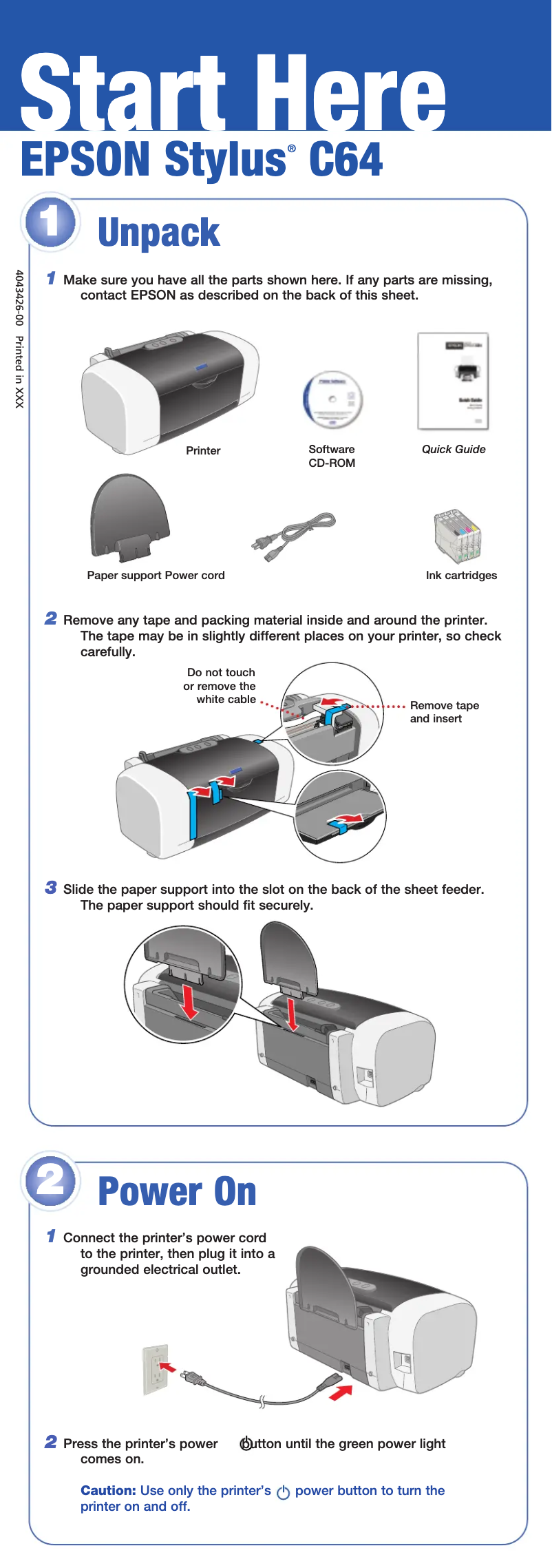 Image de la première page du manuel de l'appareil Stylus C64