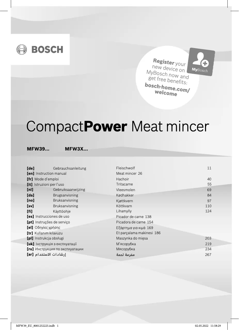 Page 1 de la notice Manuel utilisateur Bosch CompactPower MFW3X15W