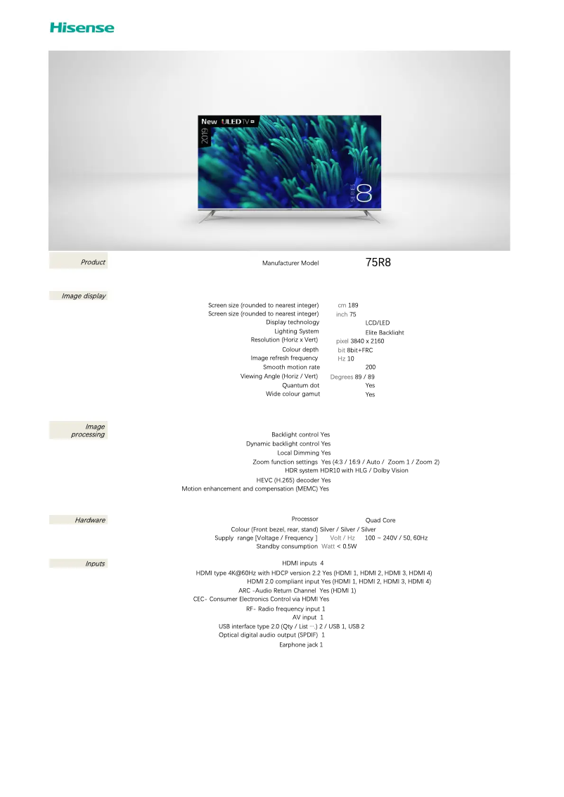 Image de la première page du manuel de l'appareil 75R8