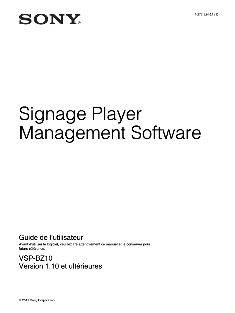 Página 1 del manual Manual de usuario Sony VSP-BZ10