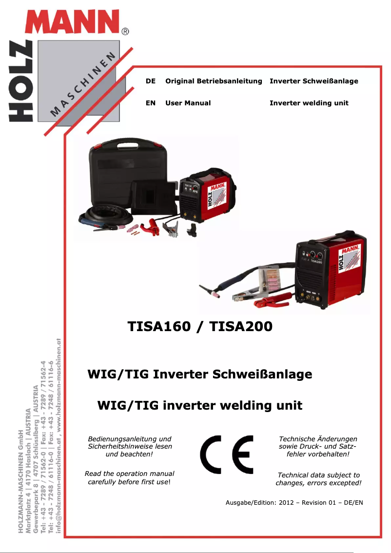 Page n°1 - Manuel utilisateur Holzmann TISA160