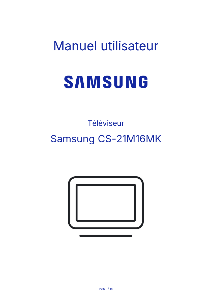 Page n°1 - Manuel utilisateur Samsung CS-21M16MK