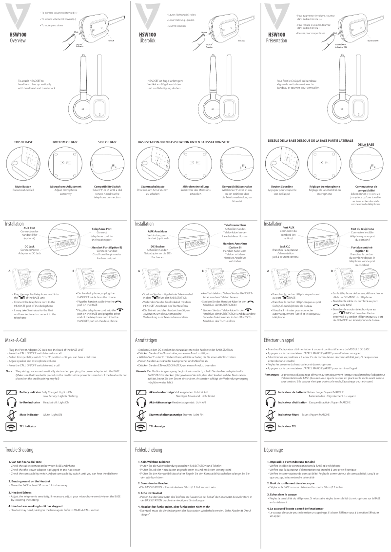 Page 1 de la notice Manuel utilisateur V7 HSW100-1N