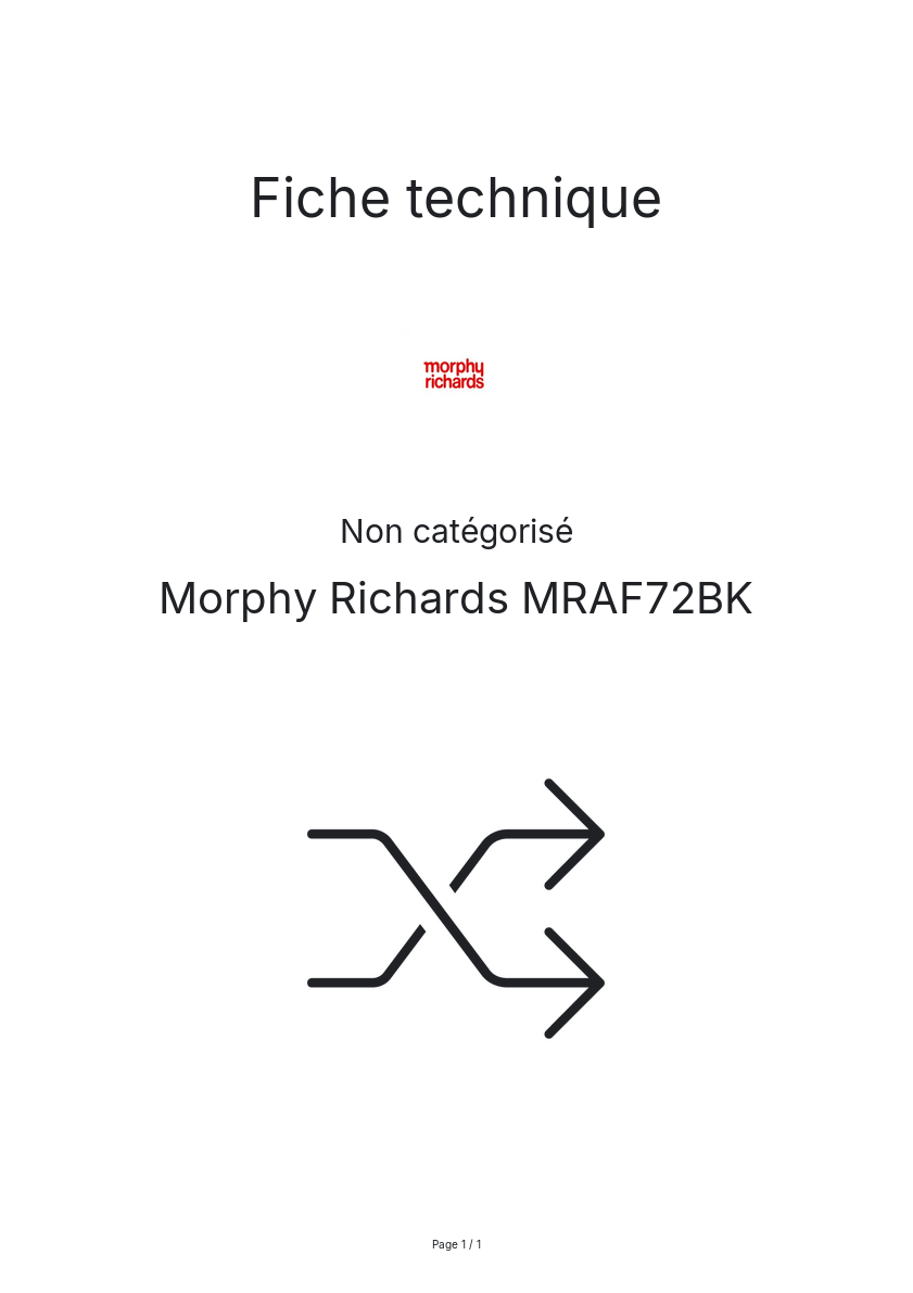 Image de la première page du manuel de l'appareil MRAF72BK