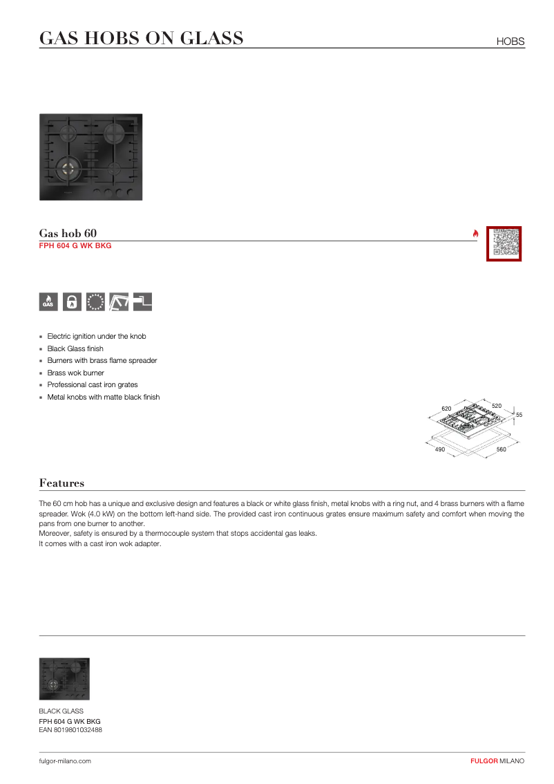 Page n°1 - Fiche technique Fulgor Milano FPH 604 G WK BKG