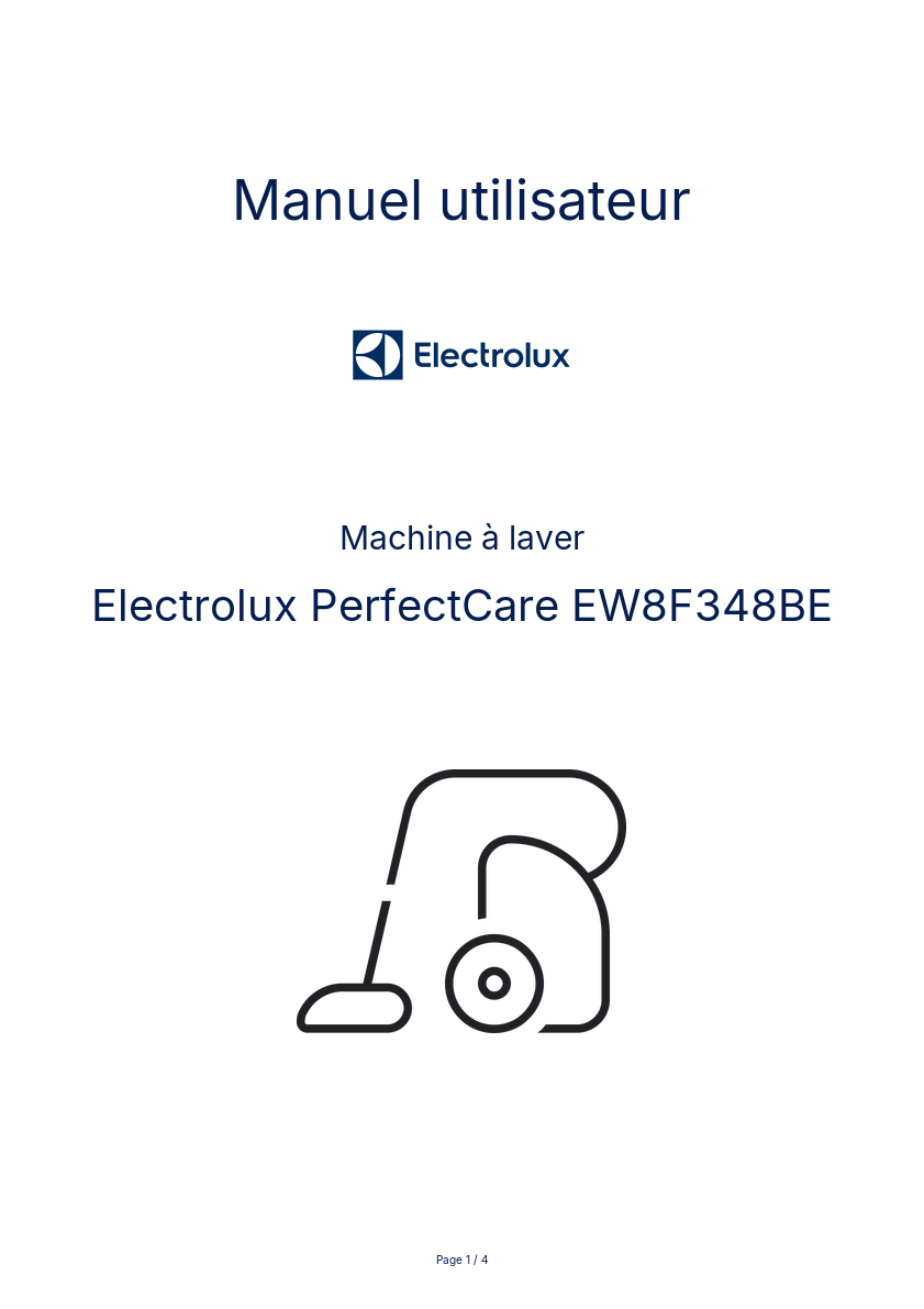 Image de la première page du manuel de l'appareil PerfectCare EW8F348BE