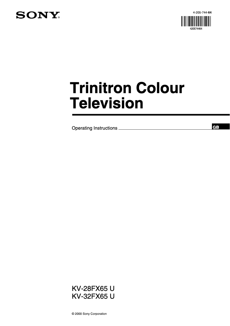 Image de la première page du manuel de l'appareil KV-28FX65U