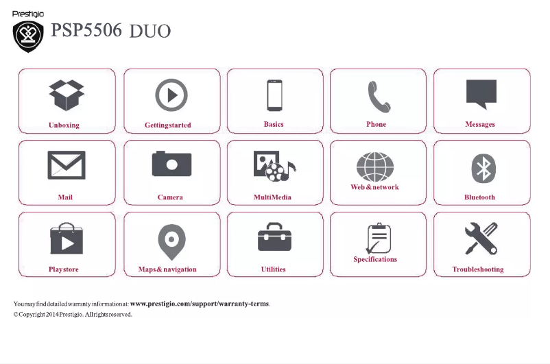 Page 1 de la notice Manuel utilisateur Prestigio Grace Q5