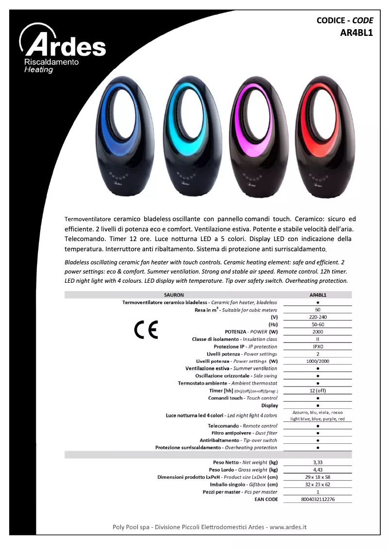 Image de la première page du manuel de l'appareil AR4BL1