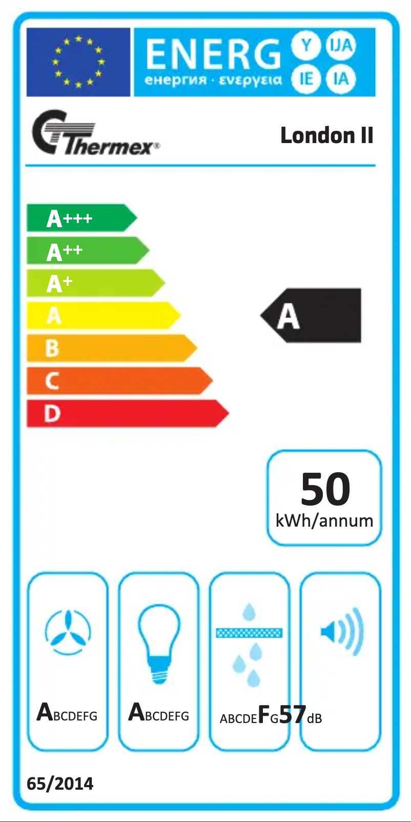 Page 1 de la notice Label énergétique Thermex London II