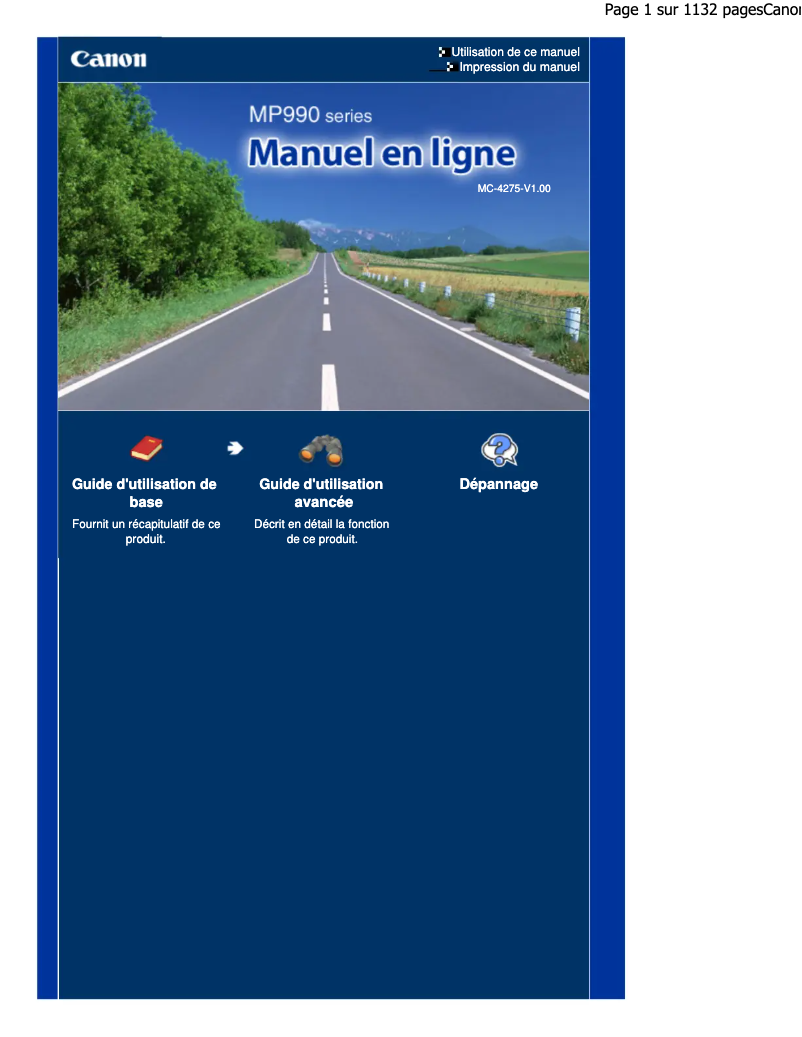 Image de la première page du manuel de l'appareil Pixma MP990