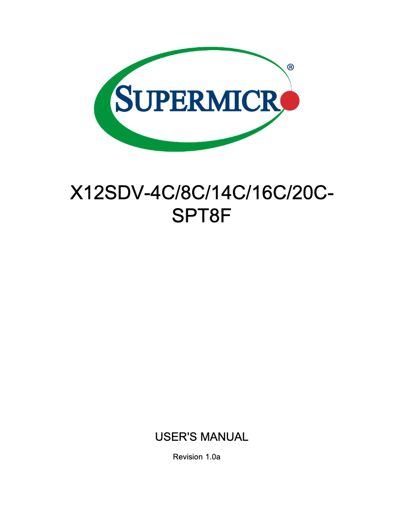 Page 1 de la notice Manuel utilisateur Supermicro X12SDV-14C-SPT8F