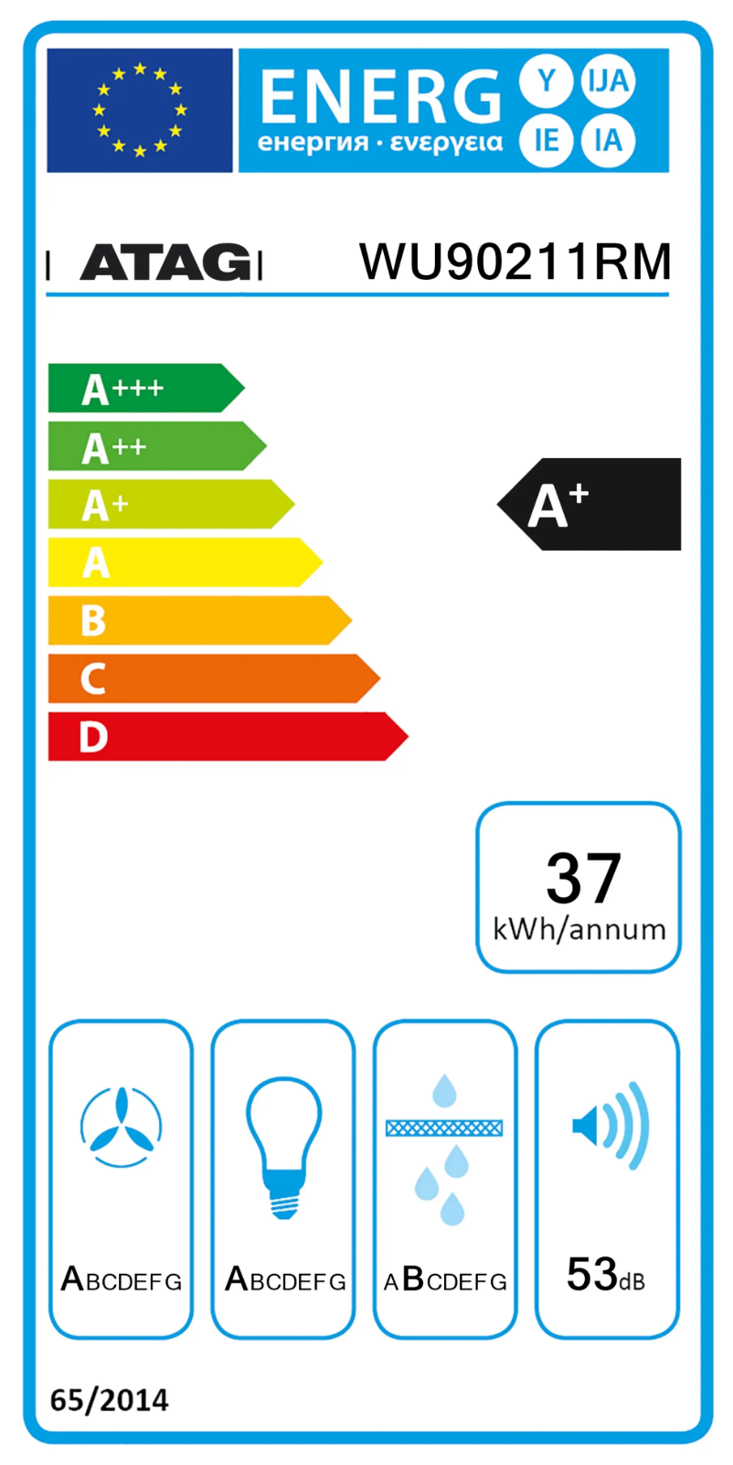 Page n°1 - Label énergétique Atag WU90211RM