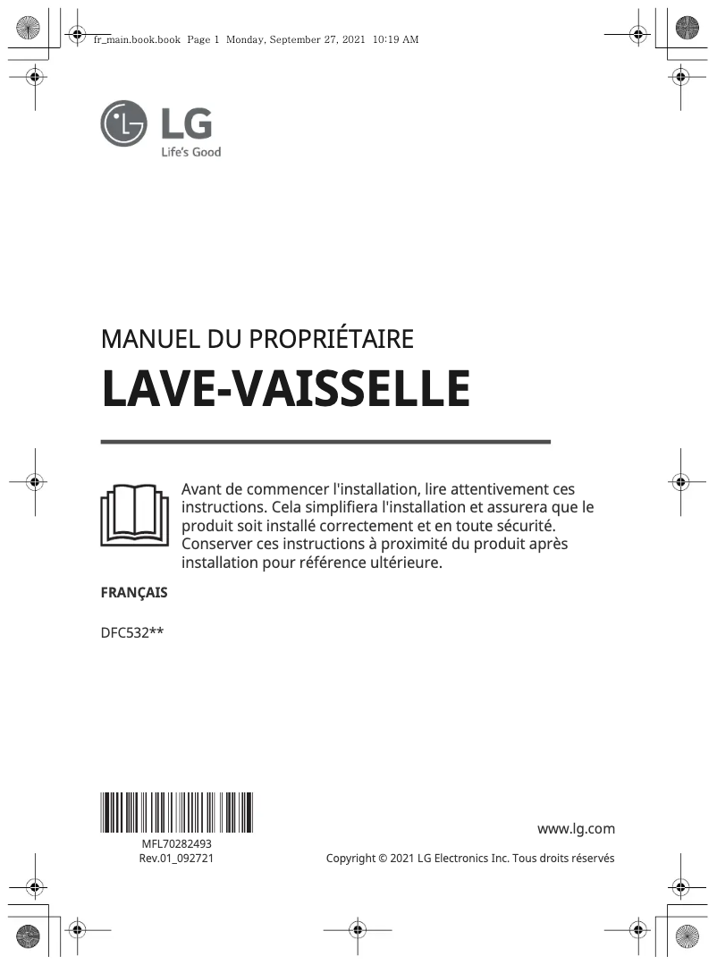 Page 1 de la notice Manuel utilisateur LG DFC532FP