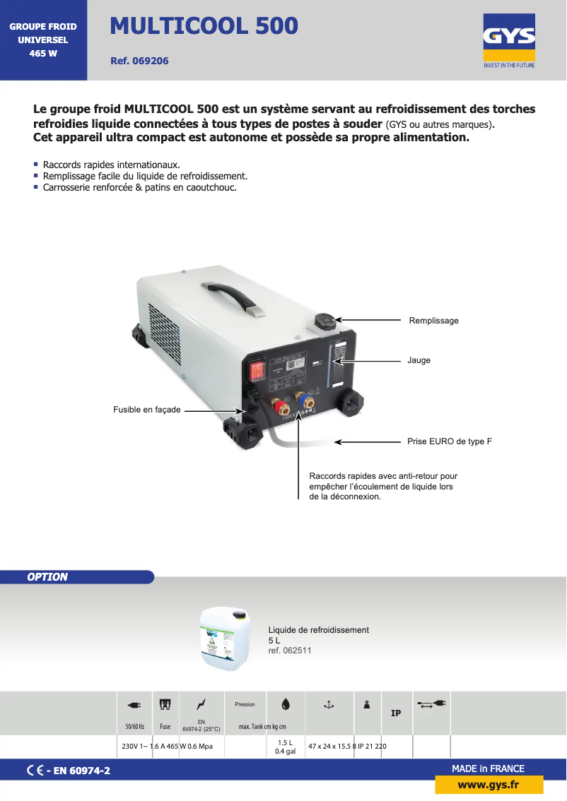 Image de la première page du manuel de l'appareil Multicool 500